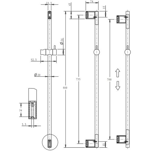 SHOWERS - Mica Shower Rail - Black