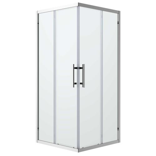SHOWERS - Louve Corner Slider Shower Screen - Chrome