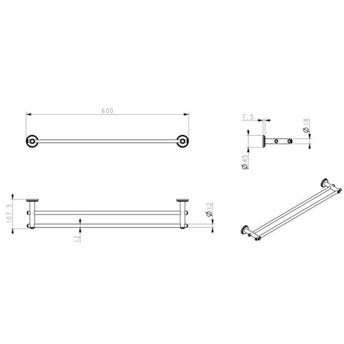 ACCESSORIES - Mica Heritage Double Towel Rail