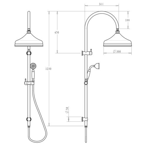 TAPWARE - Mica Heritage Dual Shower Rail
