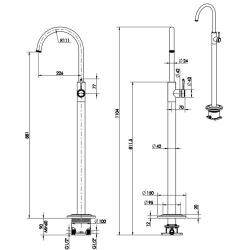 TAPWARE - Mica Heritage Freestanding Bath Mixer