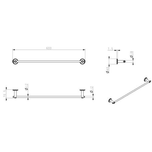 ACCESSORIES - Mica Heritage Single Towel Rail