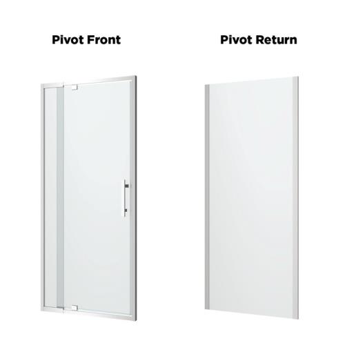 SHOWERS - 900 x 900 Louve Pivot Shower Screen Front and Return Chrome