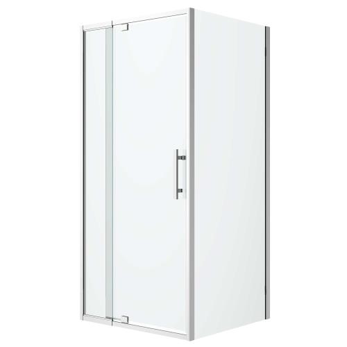 SHOWERS - 900 x 900 Louve Pivot Shower Screen Front and Return Chrome