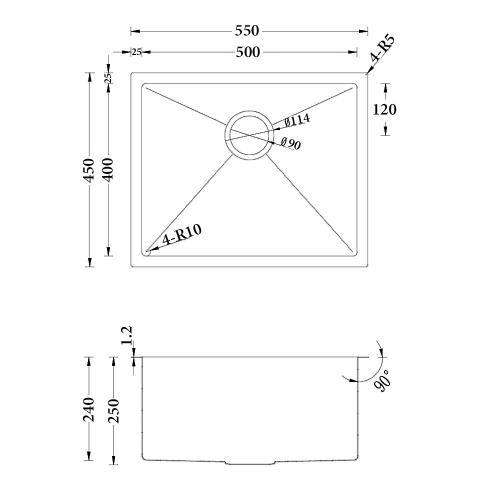 SINKS AND TROUGHS - Atlas Single Bowl Sink 550 x 450