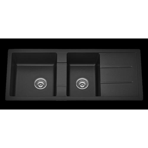 SINKS AND TROUGHS - BLACK 1 and 3/4 Bowl Kitchen Sink