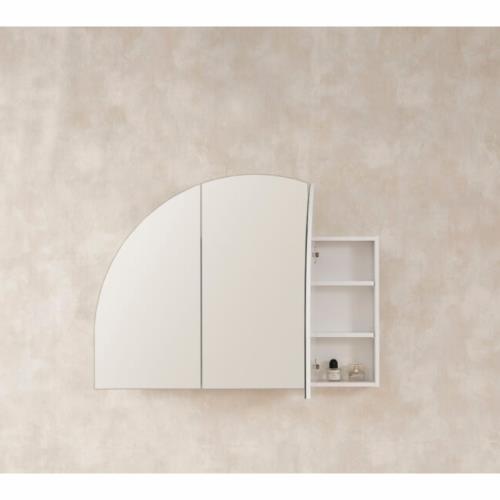 MIRRORS AND CABINETS - Boston Half Moon Shaving Cabinet - White (Matt), 1200 x 800mm