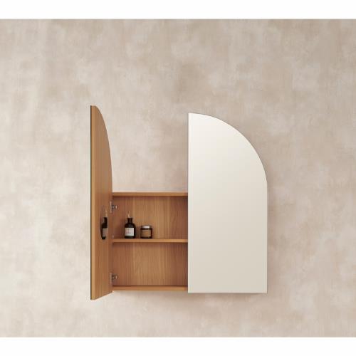 MIRRORS AND CABINETS - Boston Half Moon Shaving Cabinet - Rosewood, 800 x 900mm