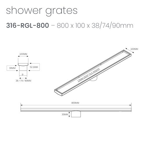 SHOWERS - Brushed Bronze Shower Channels - 800mm