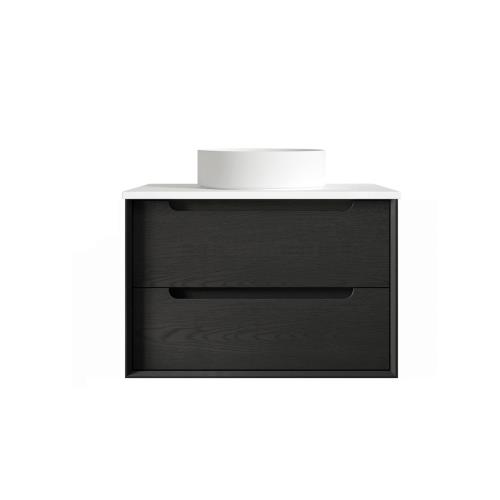 VANITIES - Byron Wall Hung Vanity Range - Black Oak, 750mm