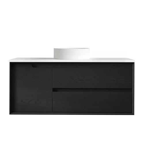 VANITIES - Byron Wall Hung Vanity Range - Black Oak, 1200mm
