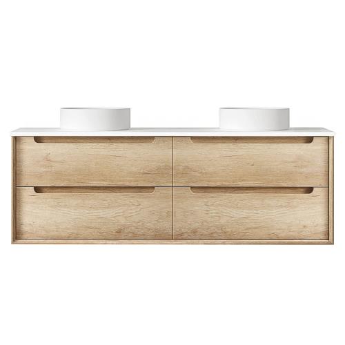 VANITIES - Byron Wall Hung Vanity Range - Natural Oak, 1500mm(Double Bowl)