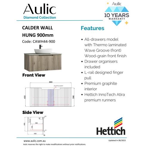 VANITIES - Calder Wall Hung Vanity - 900mm