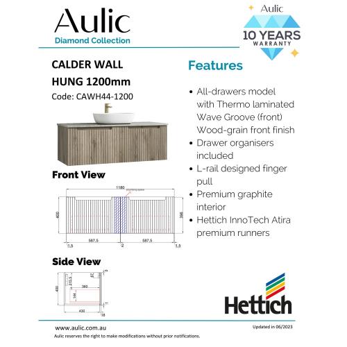 VANITIES - Calder Wall Hung Vanity - 1200mm