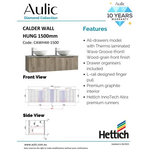 VANITIES - Calder Wall Hung Vanity - 1500mm(Double Bowl), 1500mm(Single Bowl)
