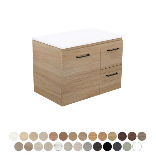 VANITIES - Carmen Wall Hung Doors & Draws Vanity w/ Dolce Ceramic Top VANITIES - Carmen Wall Hung Doors & Draws Vanity w/ Dolce Ceramic Top