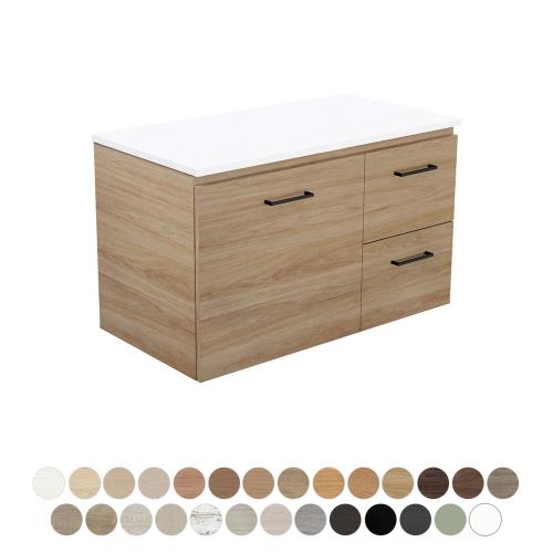 VANITIES - Carmen Wall Hung Doors & Draws Vanity w/ Dolce Ceramic Top VANITIES - Carmen Wall Hung Doors & Draws Vanity w/ Dolce Ceramic Top