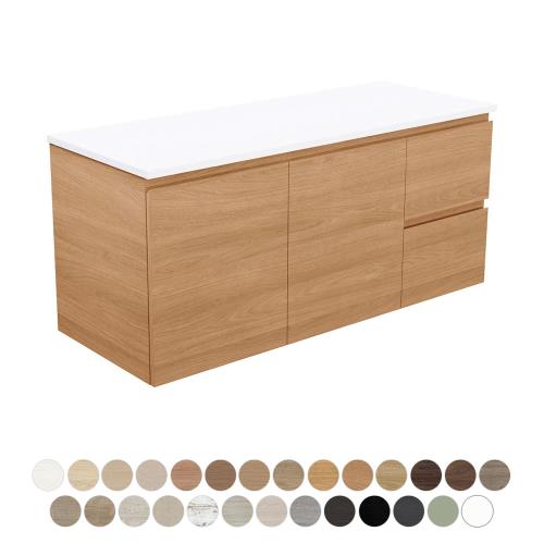 VANITIES - Carmen Wall Hung Doors & Draws Vanity w/ Dolce Ceramic Top VANITIES - Carmen Wall Hung Doors & Draws Vanity w/ Dolce Ceramic Top