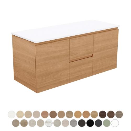 VANITIES - Carmen Wall Hung Doors & Draws Vanity w/ Dolce Ceramic Top VANITIES - Carmen Wall Hung Doors & Draws Vanity w/ Dolce Ceramic Top