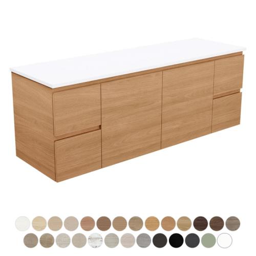 VANITIES - Carmen Wall Hung Doors & Draws Vanity w/ Dolce Ceramic Top VANITIES - Carmen Wall Hung Doors & Draws Vanity w/ Dolce Ceramic Top