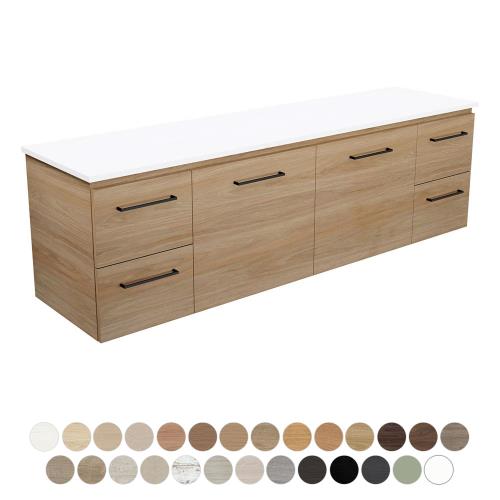 VANITIES - Carmen Wall Hung Doors & Draws Vanity w/ Dolce Ceramic Top VANITIES - Carmen Wall Hung Doors & Draws Vanity w/ Dolce Ceramic Top