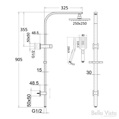 TAPWARE - Cresta Dual Shower on Rail