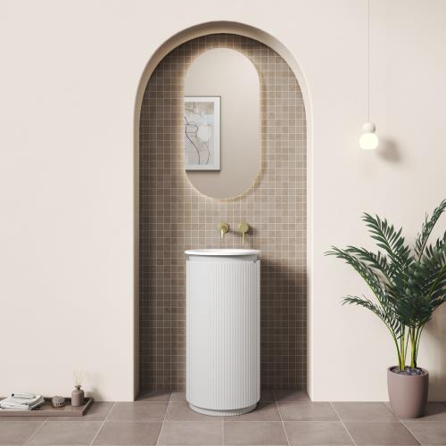 VANITIES - Civaro Floor Standing Matte White Pillar Cabinet - 