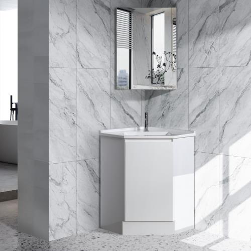 VANITIES - Corner Vanitiy - White (Gloss), 600 x 600mm