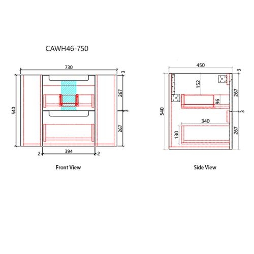 VANITIES - Curva Wall Hung Vanity Cabinet Only