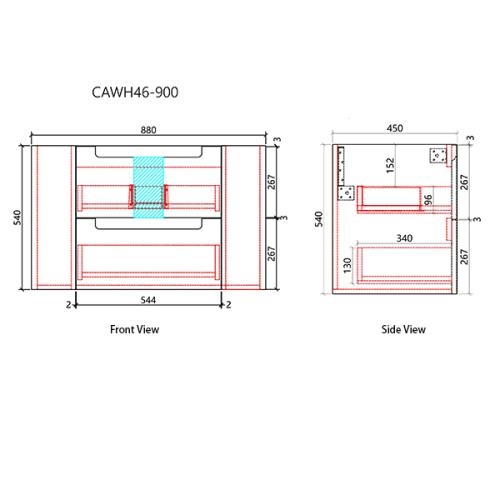 VANITIES - Curva Wall Hung Vanity Cabinet Only