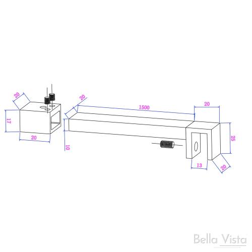 SHOWERS - Glass Panel Support Rod - Square