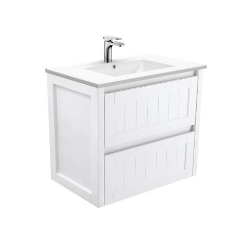 VANITIES - Hampton Wall Hung Vanity - 750mm, Ceramic Top