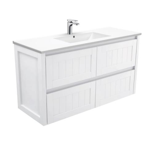 VANITIES - Hampton Wall Hung Vanity - 1200mm, Ceramic Top