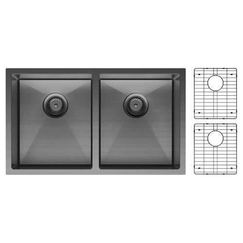 KITCHEN & LAUNDRY - Hana Carbon Metal Double Bowl Sink - Sink Only