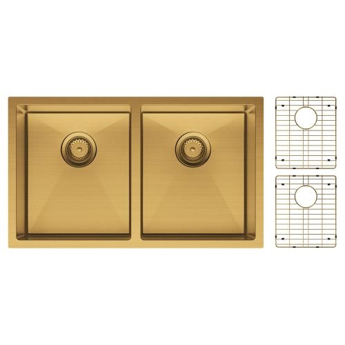 SINKS AND TROUGHS - Hana Rugged Brass Double Bowl Sink KIT