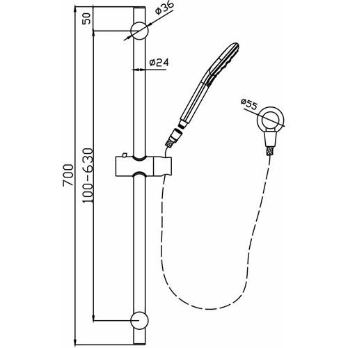 TAPWARE - Ideal Round Black Shower on Rail