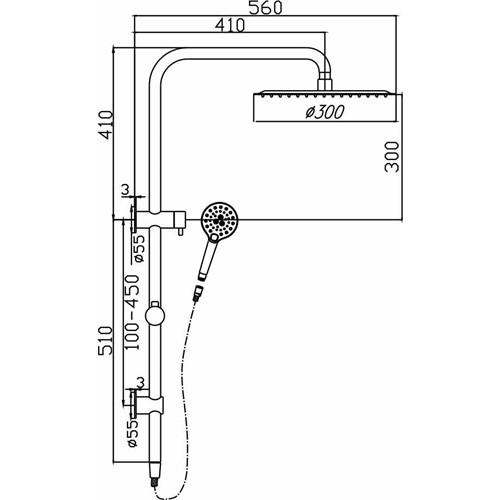 TAPWARE - Lennie Brushed Nickel Double Shower on Rail