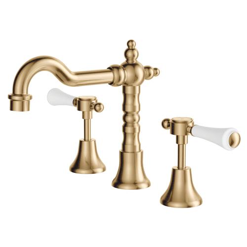 TAPWARE - Lillian Lever Basin Set with Ceramic White Handle - Urban Brass