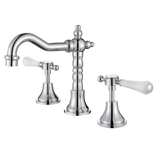 TAPWARE - Lillian Lever Basin Set with Ceramic White Handle - Chrome