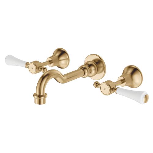 TAPWARE - Lillian Lever Basin/Bath Wall Set Ceramic White Handle - Urban Brass