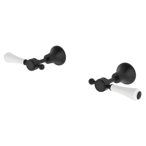 TAPWARE - Lillian Lever Wall Top Assemblies with Ceramic White Handle - Black (Matt)