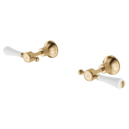 TAPWARE - Lillian Lever Wall Top Assemblies with Ceramic White Handle - Urban Brass