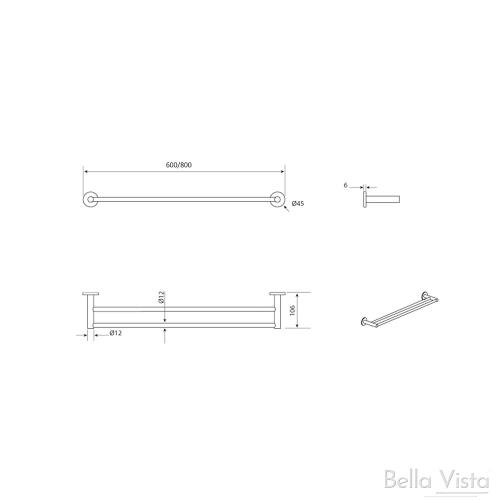 ACCESSORIES - Mica Double Towel Rail 600mm
