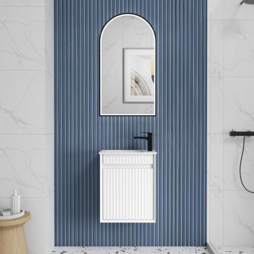 VANITIES - Mini Ravia Fluted Wall Hung Vanity - White (Matt)