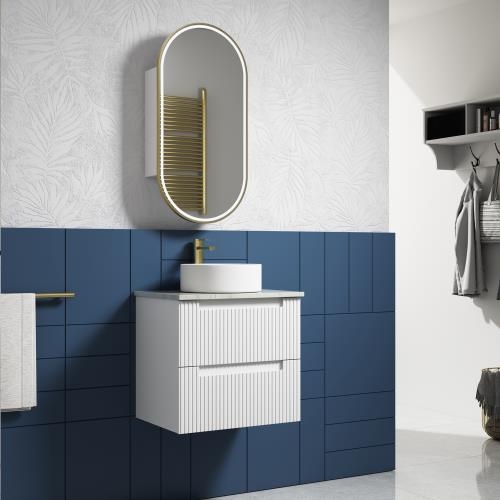 VANITIES - Neva Wall Hung Vanity Cabinet w/ Ceramic Top