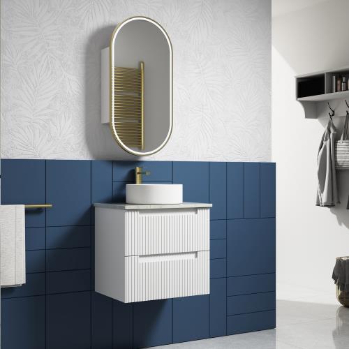 VANITIES - Neva Wall Hung Vanity Cabinet w/ Stone Top