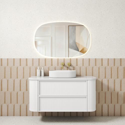 VANITIES - Ramee Curved Fluted Wall Hung Vanity - 1200mm