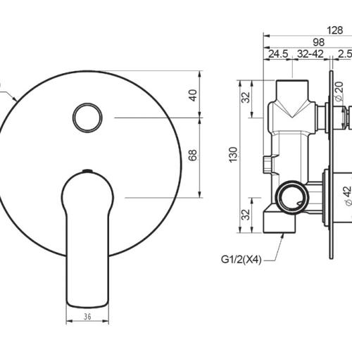 TAPWARE - Rome Wall Mixer with Diverter - Chrome