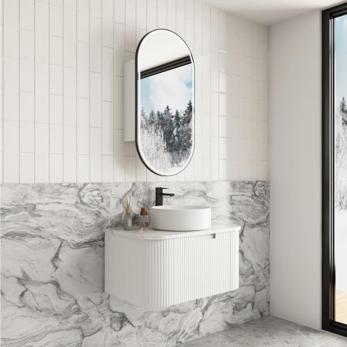 VANITIES - Savio Wall Hung Vanity Cabinet w/ Stone Top