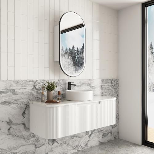 VANITIES - Savio Wall Hung Vanity Cabinet w/ Stone Top